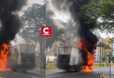 Camión se incendia en la avenida Javier Prado, en San Isidro (VIDEO)