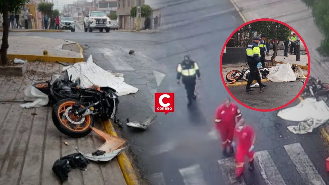Arequipa: dos adolescentes mueren tras violento choque entre motocicleta y camioneta en Cayma. Composición: Diario Correo.