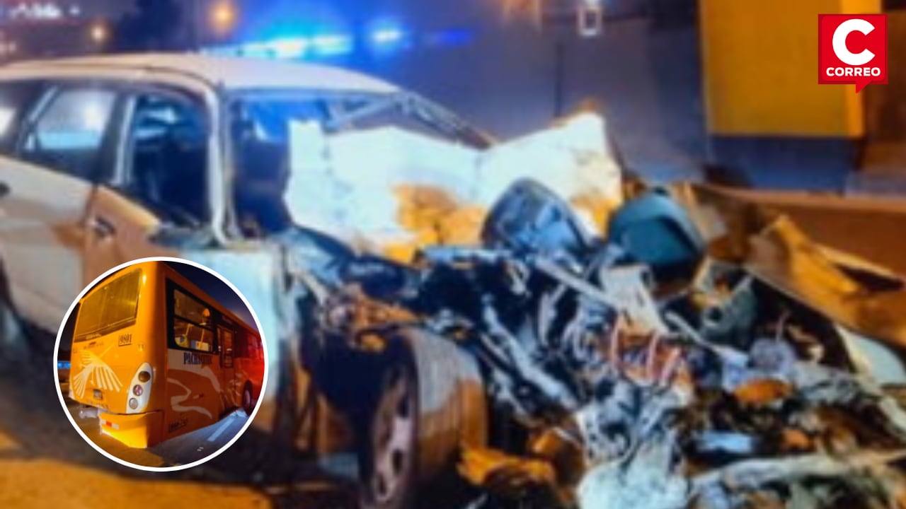 Bus de transporte público y auto impactan en la Panamericana Norte