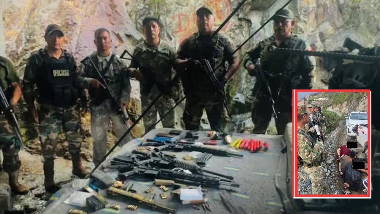 Según la Policía, intervenidos se trasladaban por una mina informal de Pataz. Además, se les incautó Incautaron fusiles, armas de fuego, municiones y explosivos.