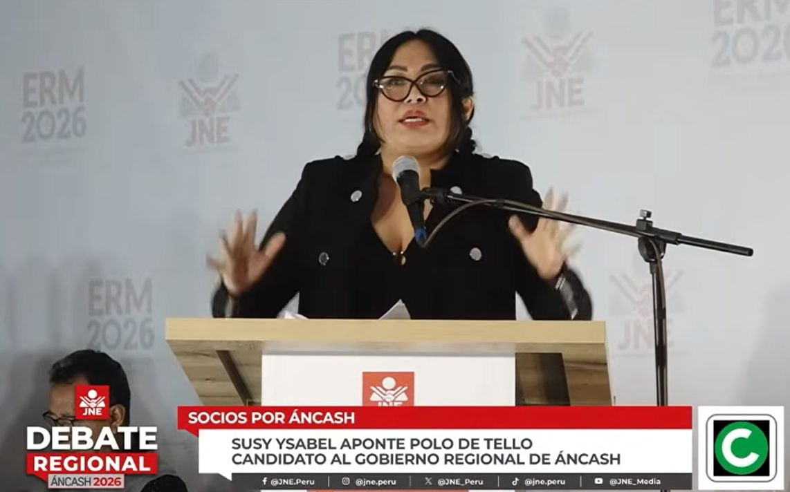 Días atrás la candidata al Gobierno Regional de Áncash, Susy Aponte 'China Polo', había participado en el debate del JNE. (JNE)