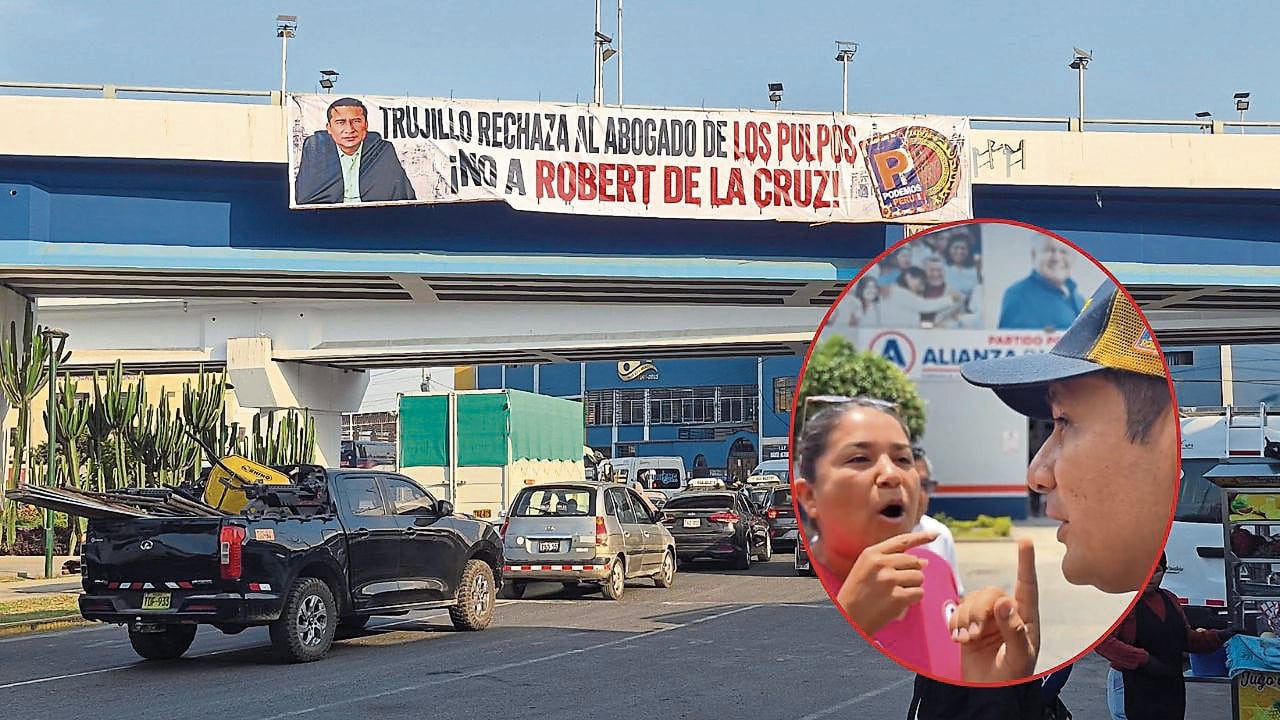Banderolas y afiches que vinculan al candidato con bandas delictivas fueron colocados en óvalos y postes. Postulante denunció una “guerra sucia” en su contra.