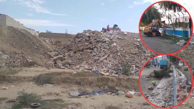 Desechos de obra de Municipalidad Provincial de Trujillo arrojados en Mampuesto 