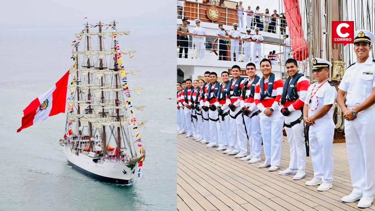 B.A.P. Unión: buque escuela de la Marina retorna al Perú tras recorrer más de 16 mil millas náuticas. Composición: Diario Correo.