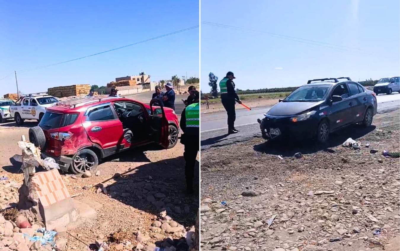 Choque en la Panamericana Sur deja heridos en Majes, en Arequipa. Foto: Captura de video.