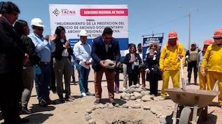 Tacna: Colocan primera piedra de futuro Archivo Regional Luis Cavagnaro