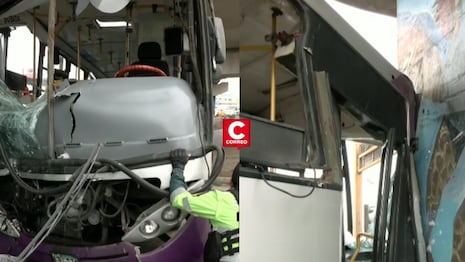 SJL: bus del corredor morado impactó contra una columna de la estación del Metro de Lima y dejó 8 heridos