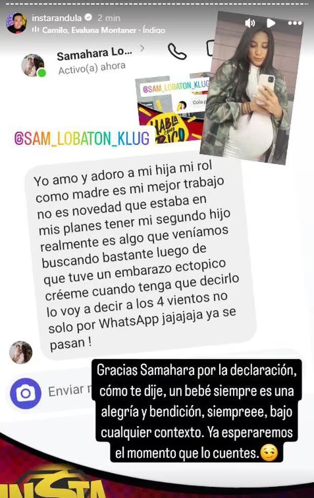 La influencer negó estar embarazada, pero no descartó estarlo más adelante. (Captura)