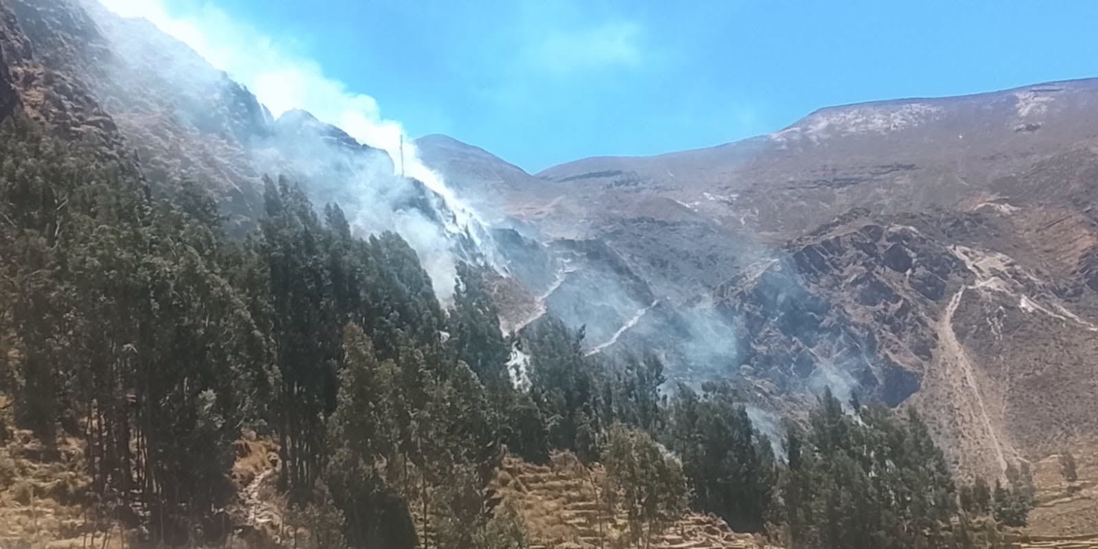 Incendio en Pampamarca, La Unión (Arequipa), afecta pastos natuales. Foto: COER Arequipa