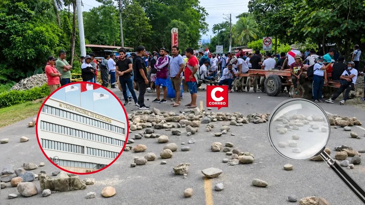 JNE monitorea bloqueos y manifestaciones ante riesgos para la segunda vuelta electoral. Composición: Diario Correo.