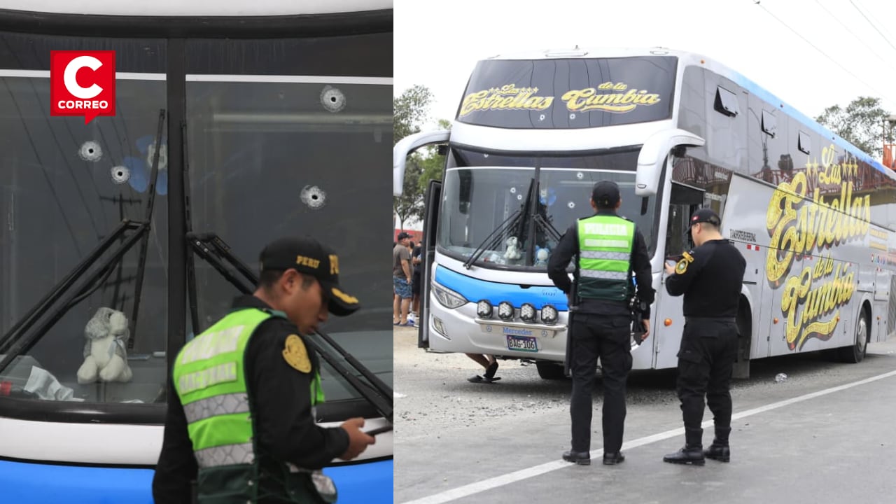 Delincuentes dispararon contra el bus de "Las Estrellas de la Cumbia" durante una parada en la Panamericana Norte. (Fotos: César Bueno @photo.gec)