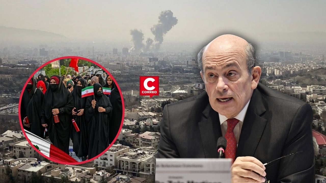 Hugo de Zela confirma que 5.000 peruanos residen en zona de conflicto Irán-Israel y activa embajadas. Composición: Diario Correo.