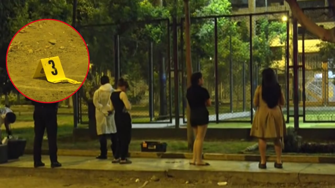 Peritos de criminalística encontraron alrededor de seis casquillos de bala en la avenida Estibadores. Según información preliminar, los atacantes llegaron y escaparon en una motocicleta. (Imágenes de Panamericana TV)