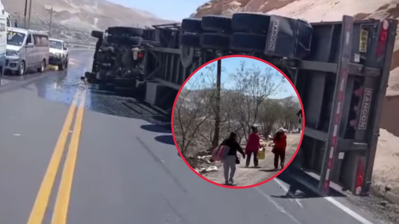 Camión que trasladaba aceite vegetal se vuelca en la Variante de Uchumayo y genera congestión