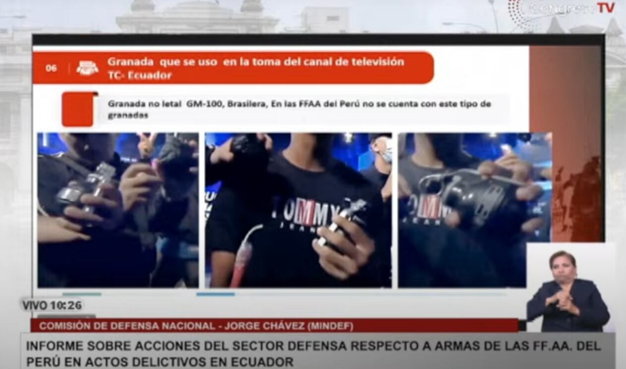 Supuesta granada presentada como peruana.