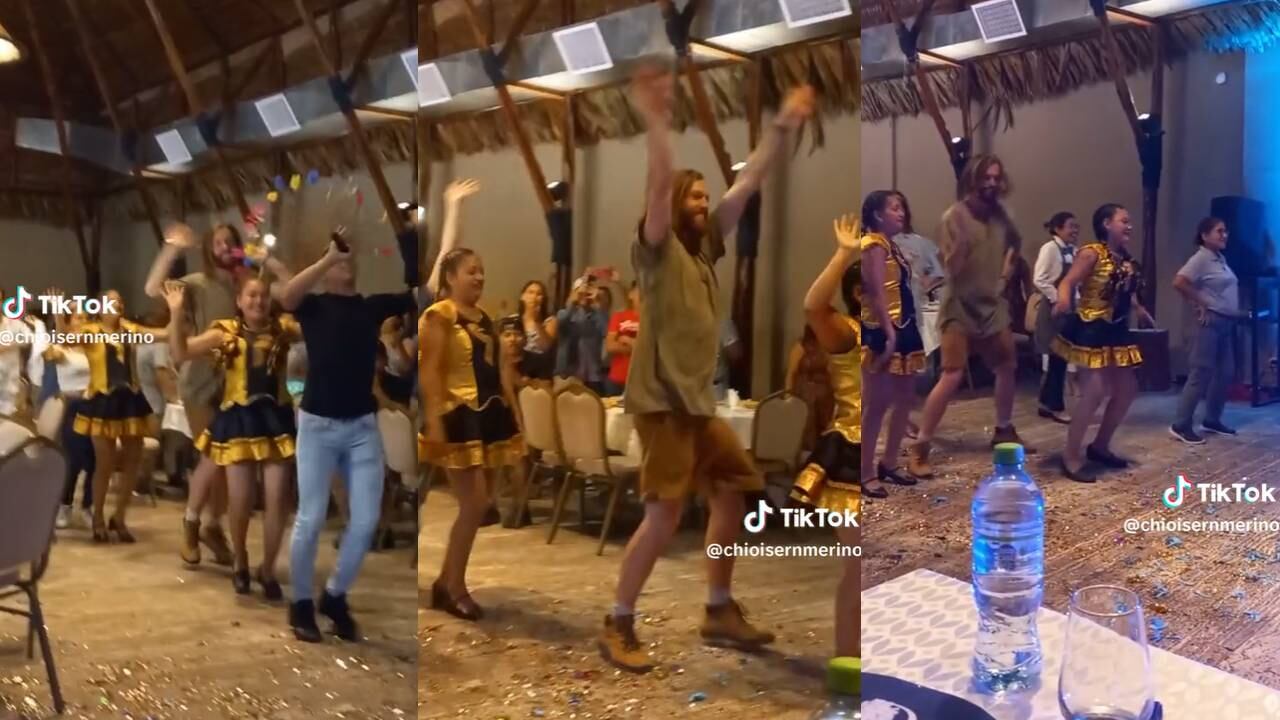 Extranjero baila al ritmo de cumbia amazónica. (Foto: composición EC)