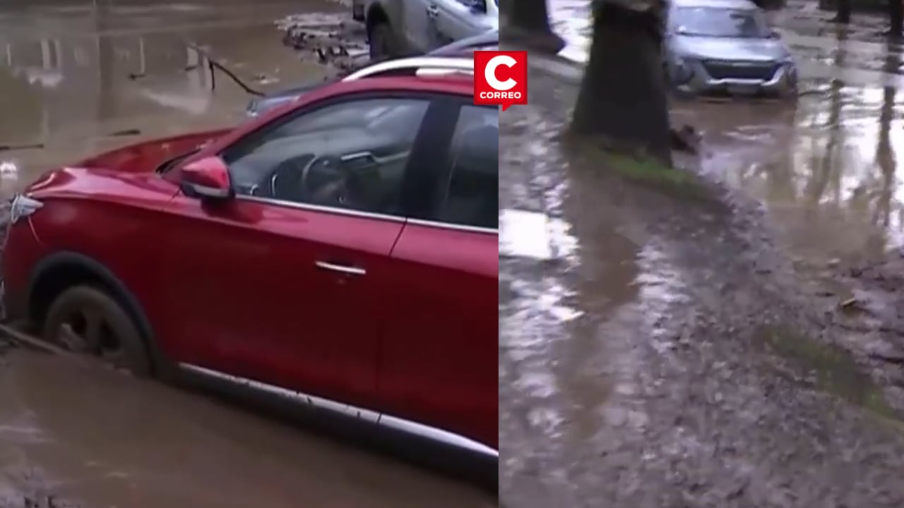Fuerte aluvión arrastra vehículos en un exclusivo sector de Santiago de Chile