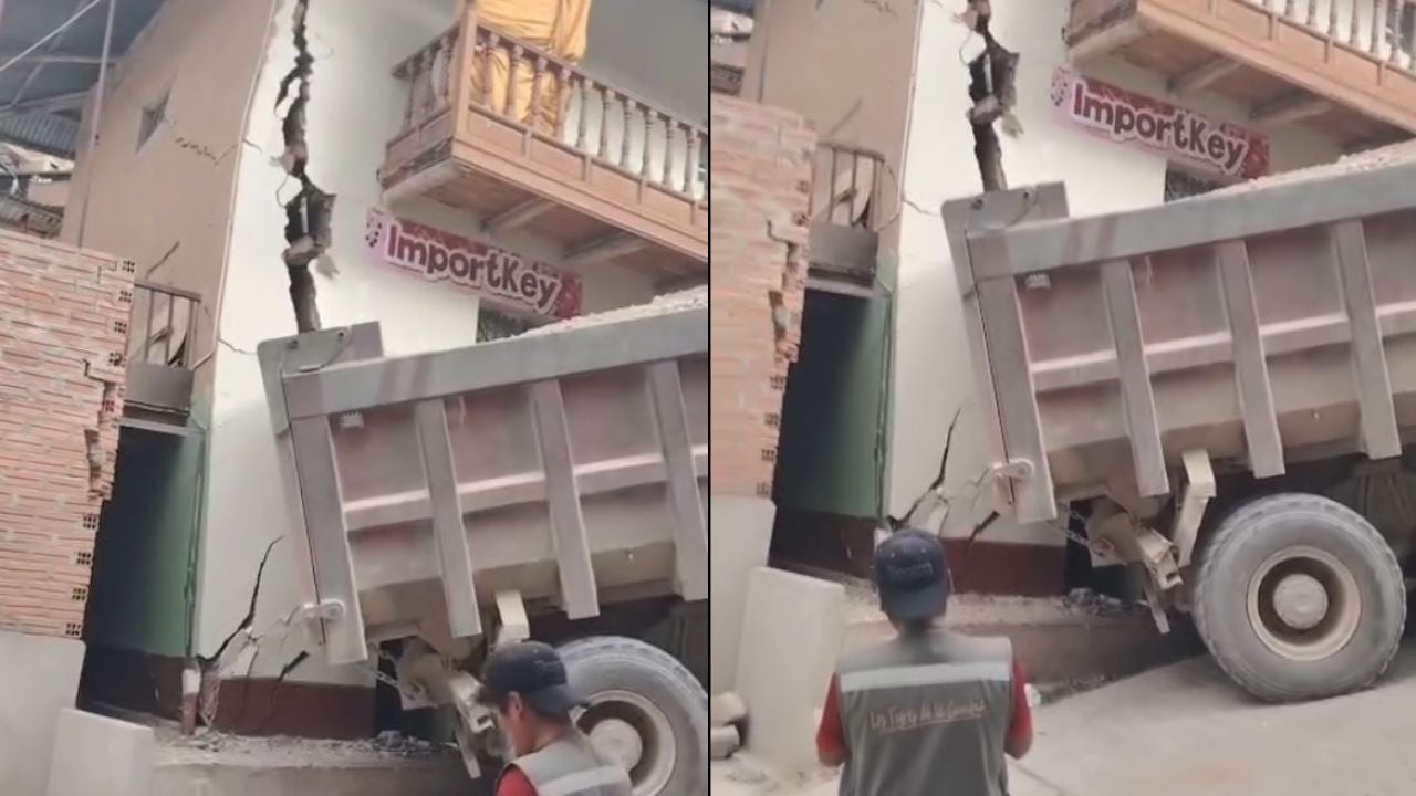 La Libertad: Vivienda en Parcoy queda inhabitable tras violento choque de un volquete (VIDEO)