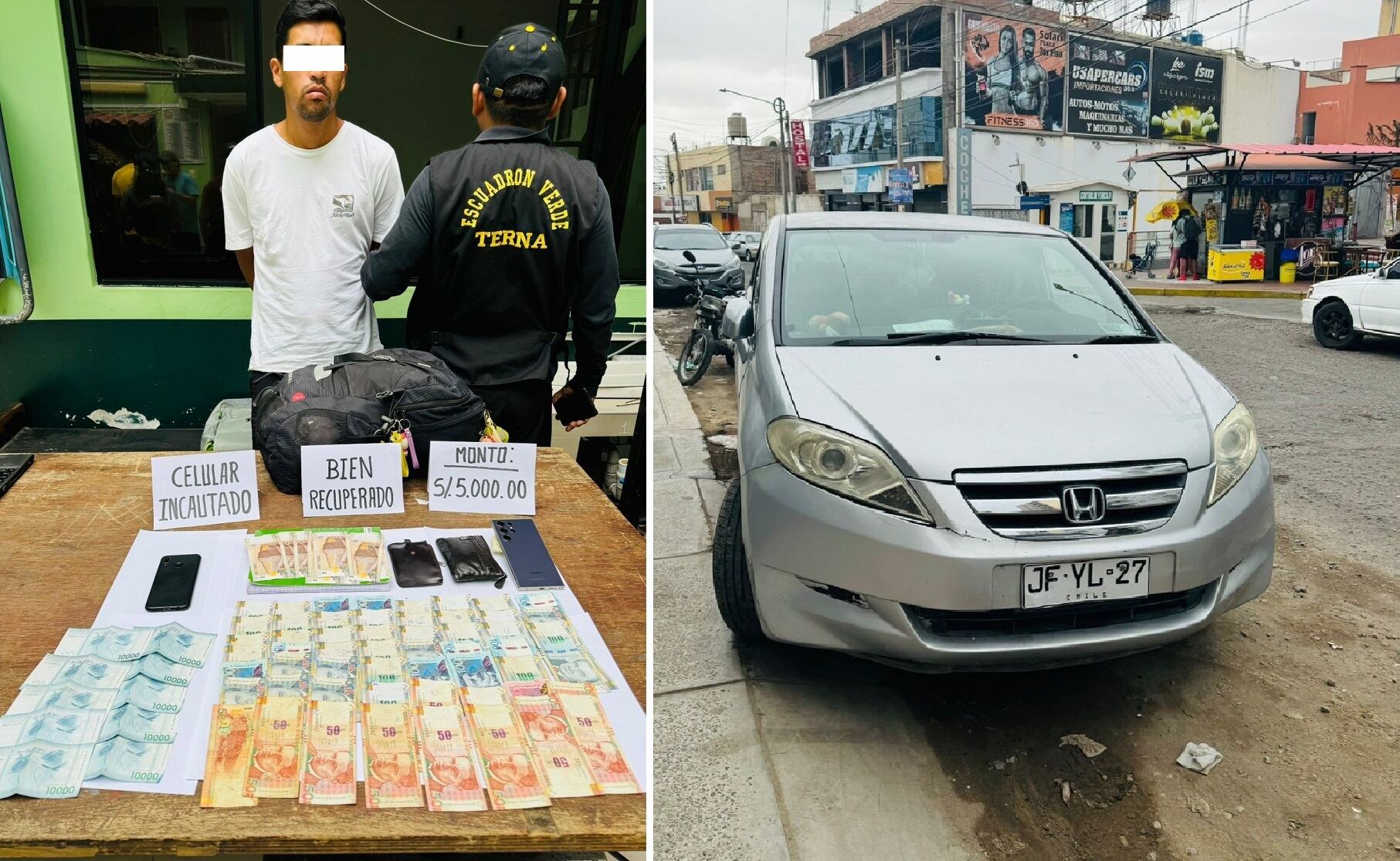 Policías de Grupo Terna detuvieron a un joven y recuperaron el dinero sustraído de un vehículo chileno