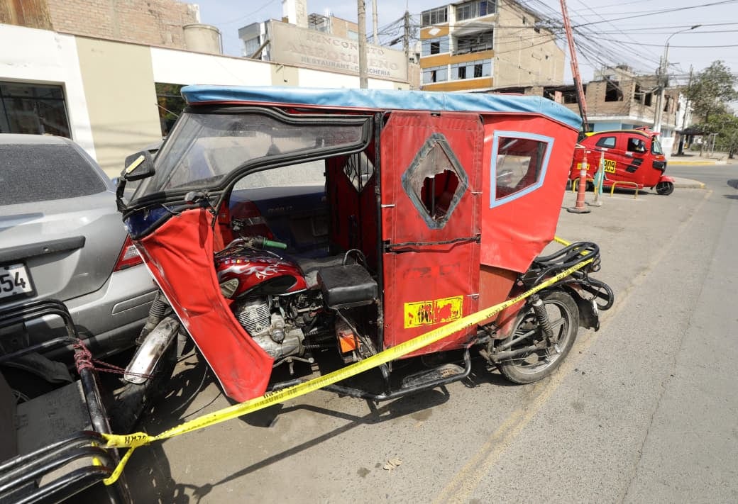 Mototaxi fue incautada por la PNP para someterse a peritaje que permita esclarecer el crimen.
