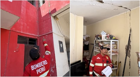 Ica: grietas en paredes y techos de la Compañía de Bomberos N°22 se agrandan tras sismo de 6.1