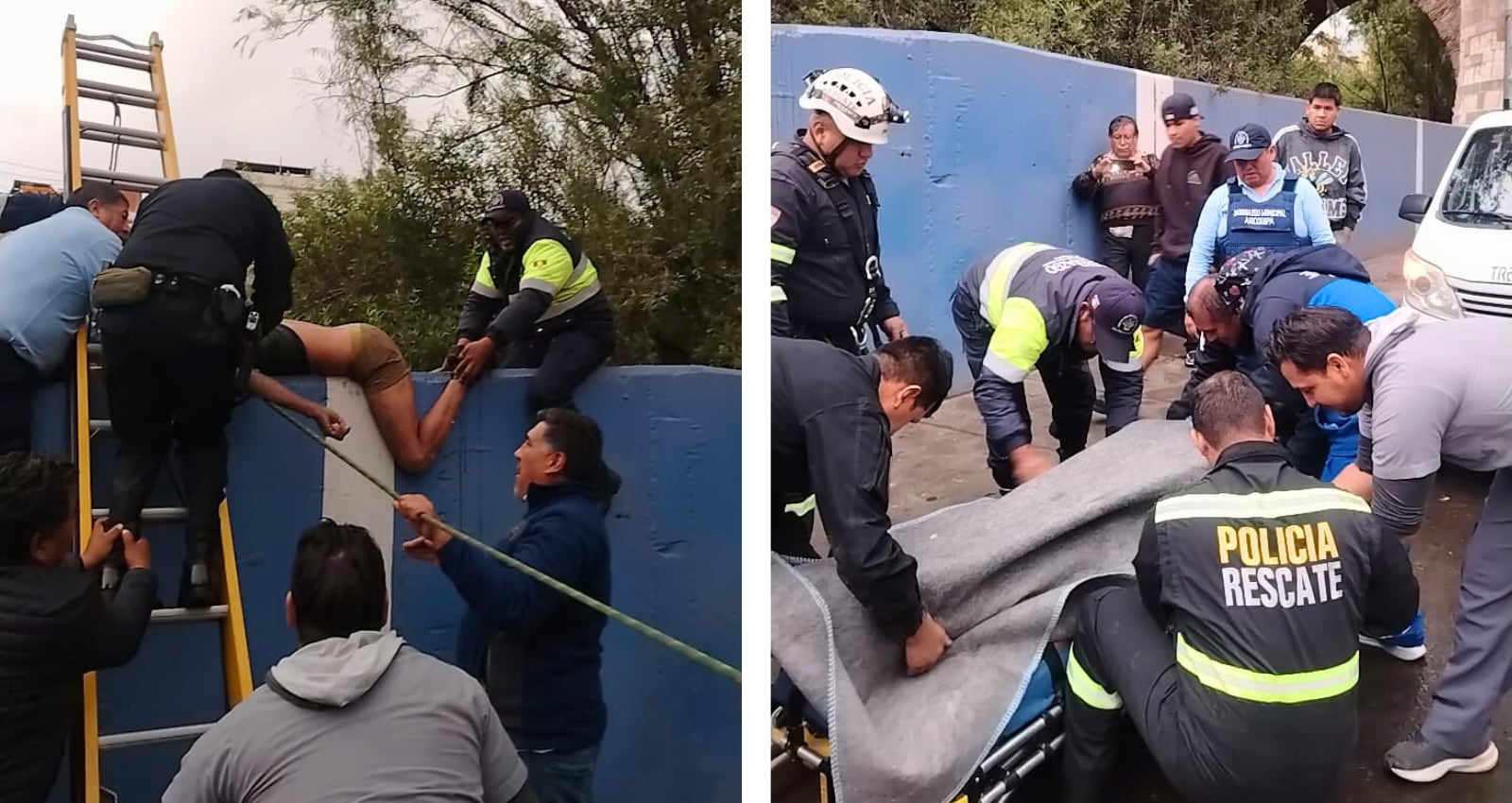 Rescatan a varón del río Chili, Arequipa. Foto: Rescate.