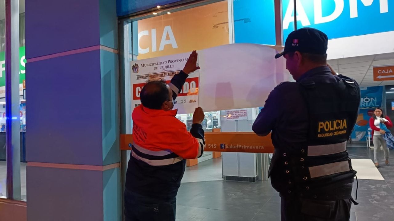 La Municipalidad Provincial de Trujillo detalló que Salud Primavera no contaba con certificado de Defensa Civil vigente.
