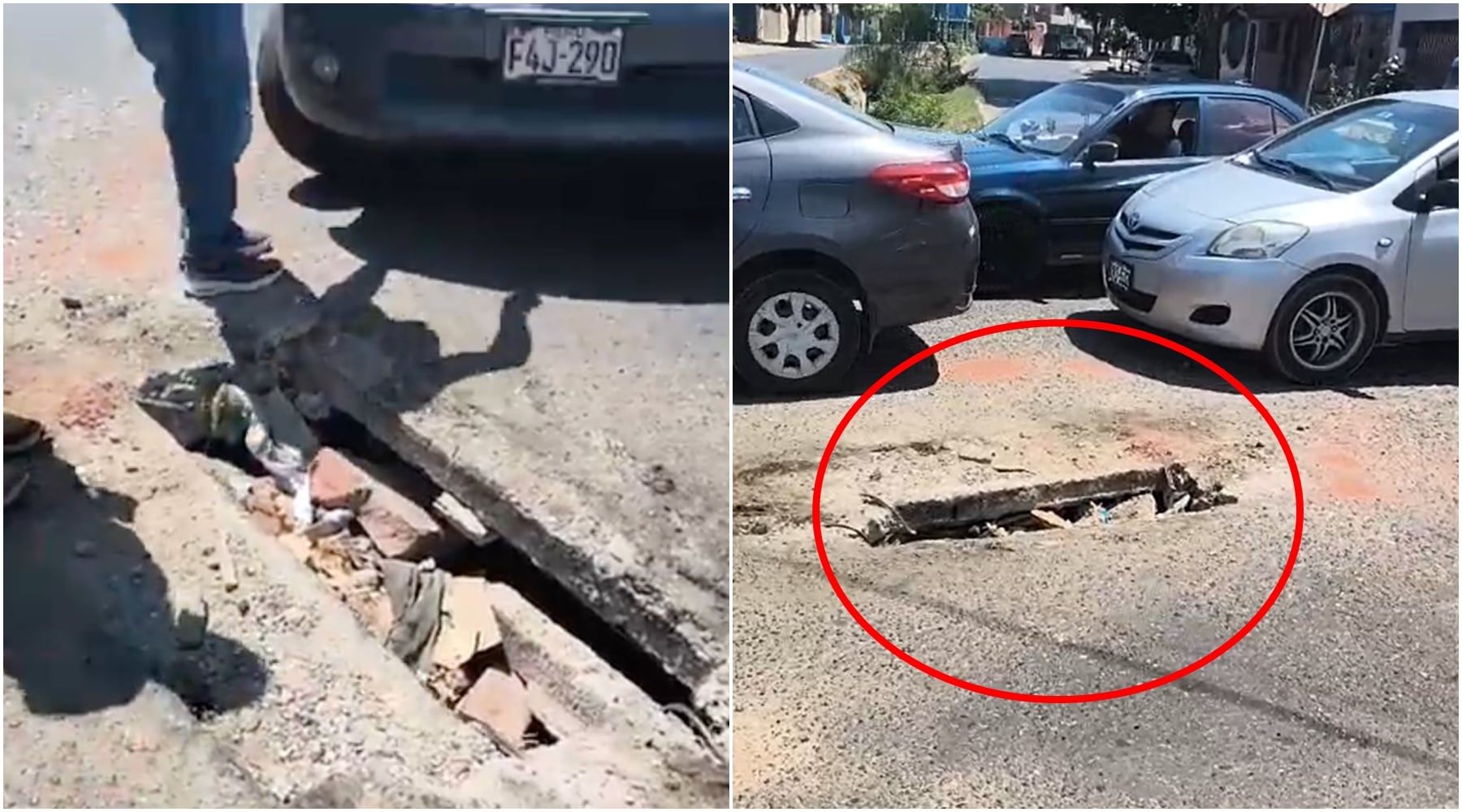 Ica: vehículo cayó en forado de la av. León Arechua y conductores exigieron reparación de la vía