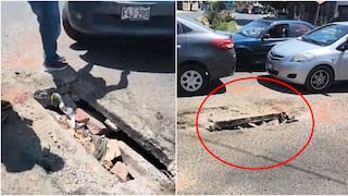 Ica: vehículo cayó en forado de la av. León Arechua y conductores exigieron reparación de la vía