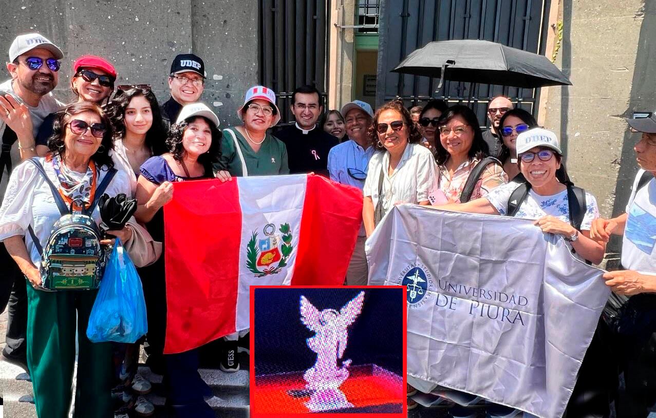 Delegación de la Universidad de Piura entregó presentes y una escarapela peruana.