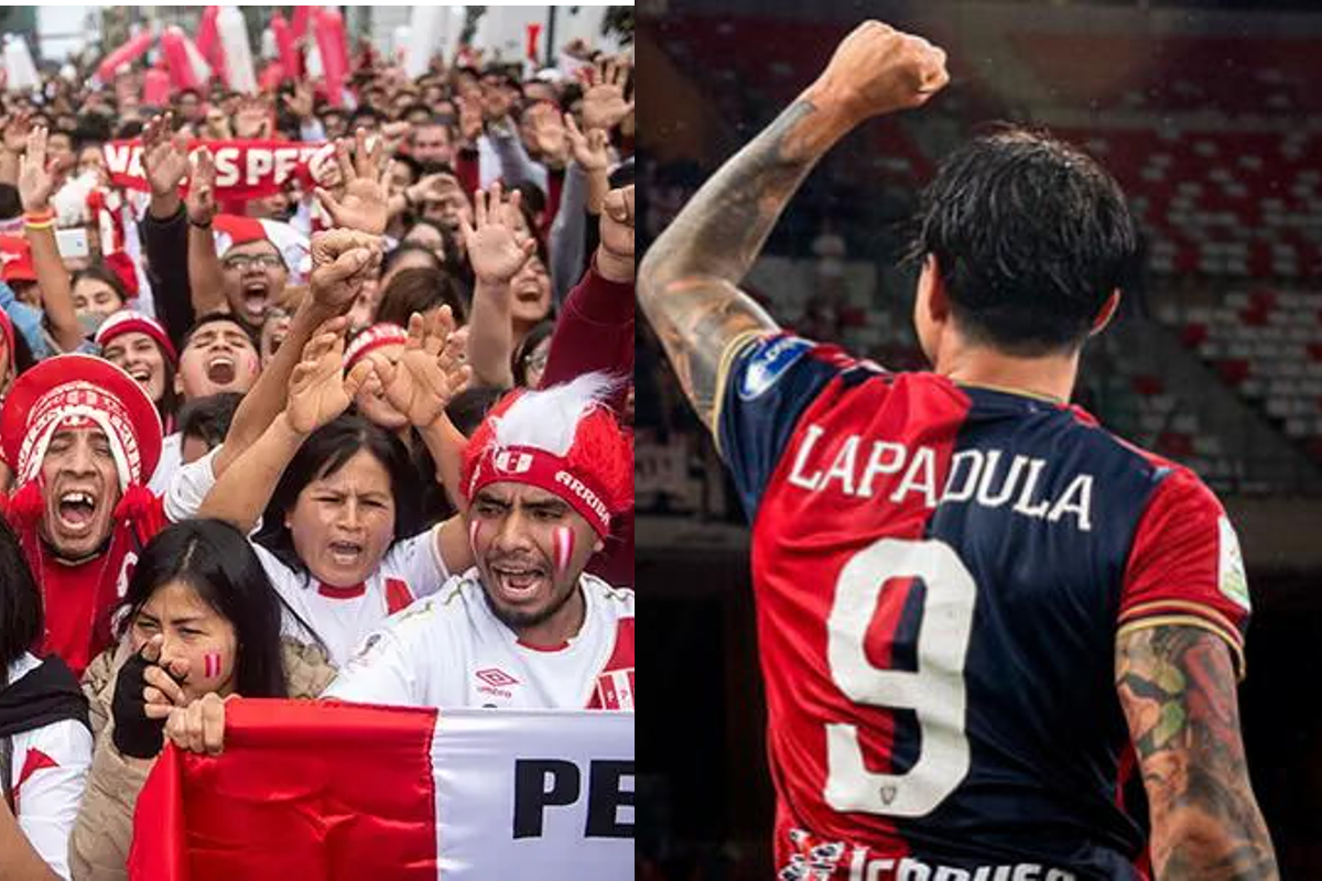 Gianluca Lapadula y Cagliari recibieron el apoyo de hinchas peruanos en la temporada de Serie B. Foto: Composición.