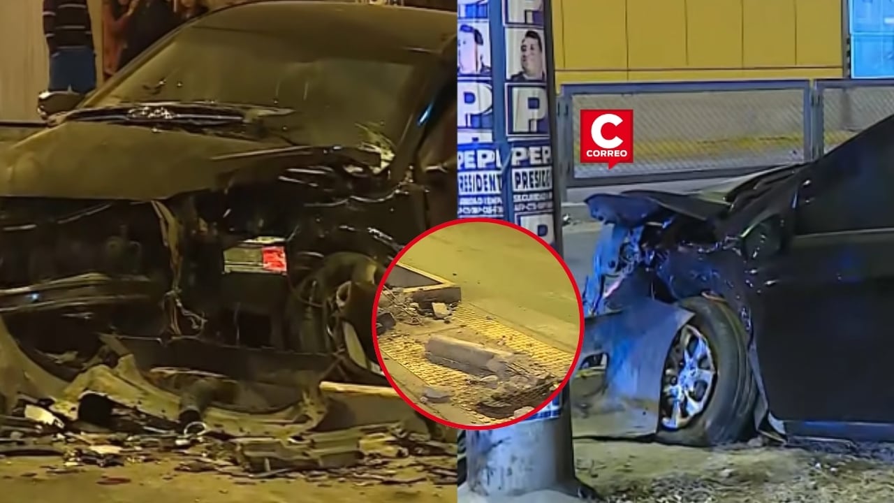 Comas: choque entre dos autos deja un conductor herido y otro detenido por presunto estado de ebriedad. Composición: Diario Correo.