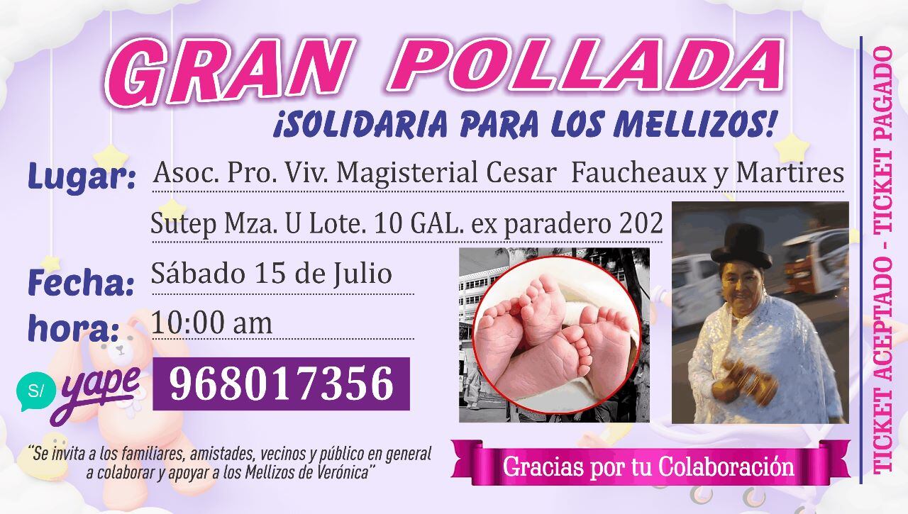 Los familiares de los mellizos huérfanos piden la cooperación de la ciudadanía en la actividad pro fondos a realizarse el sábado 15