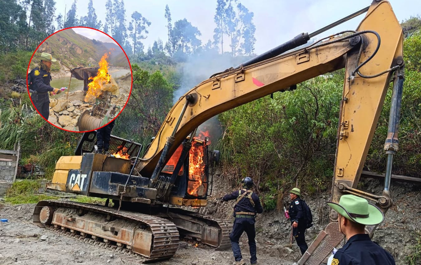 Policía destruye maquinaria por más de S/1.2 millones de mineros ilegales en Huánuco. Foto: Ministerio del Interior.