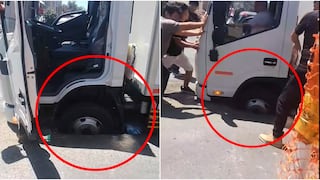 Ica: otro vehículo cae en profundo forado y quedó atrapado en la av. León Arechua