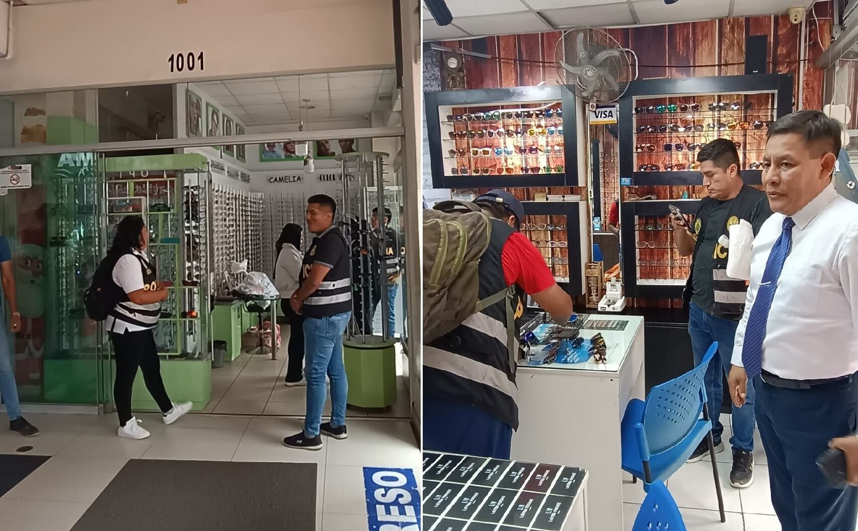 Fiscalía y Policía realizaron operativo en tiendas ópticas por presunto delito contra la propiedad industrial