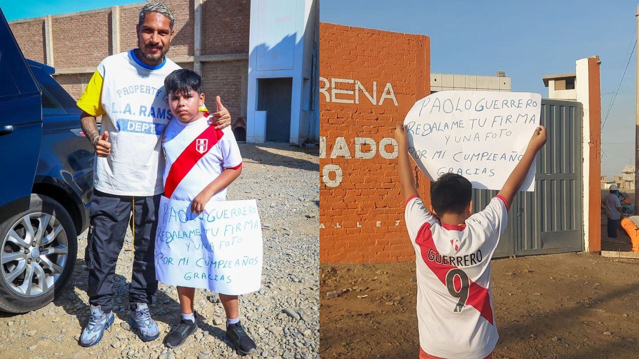 El pequeño de 10 años espero a su ídolo en los exteriores de la Villa Poeta, ubicada en el centro poblado El Milagro. El “9″ lo atendió y le firmó su camiseta.