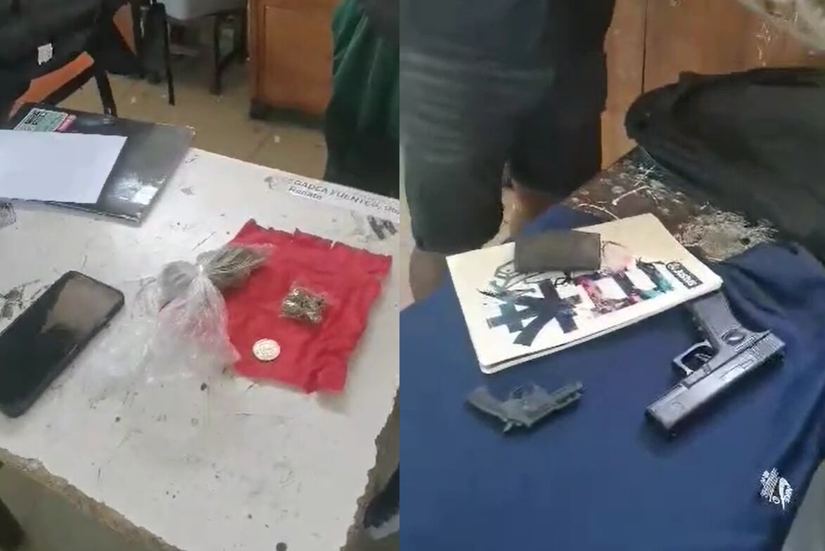 Sullana: Le encuentran réplicas de armas de fuego y droga a escolares