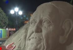 Pachacámac rinde homenaje al papa Francisco con escultura de arena (VIDEO)