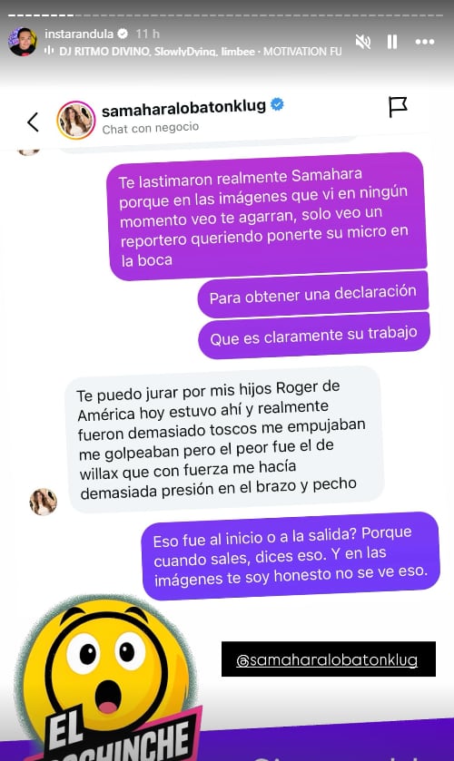 Influencer acusa a reporteros de jalonearla. (Fuente: Instarádula)
