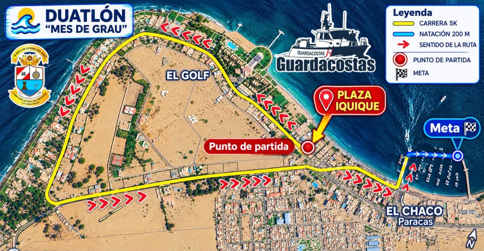 Pisco se prepara para el Duatlón Capitanía en homenaje al gran almirante Miguel Grau