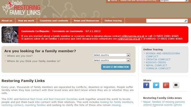 Cruz Roja crea una web para reunir a familias separadas por conflictos
