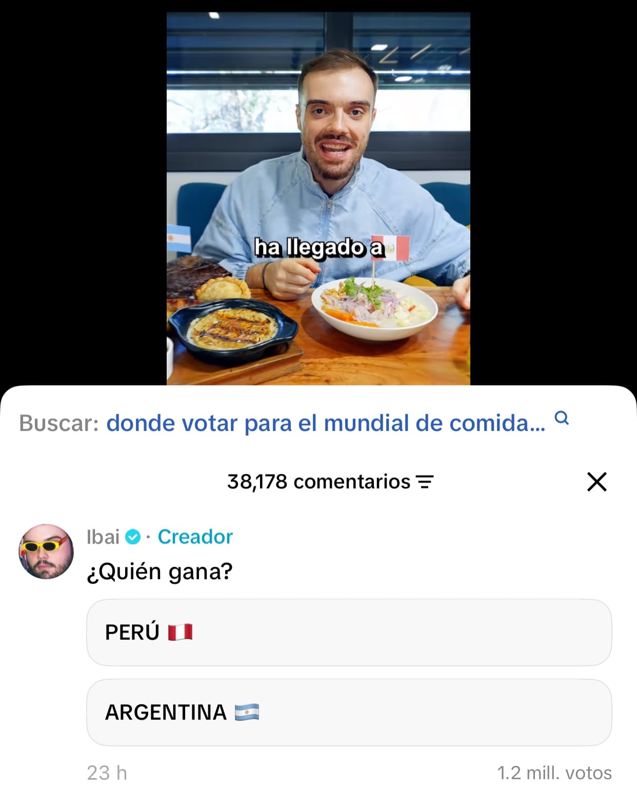 La encuesta se encuentra fijada en la parte superior de los comentarios.