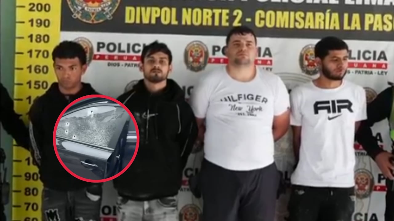 Tras la persecución, cinco personas implicadas fueron detenidas y puestas a disposición de la Dirección de Investigación Criminal (Dirincri). (Foto: Captura América Noticias)