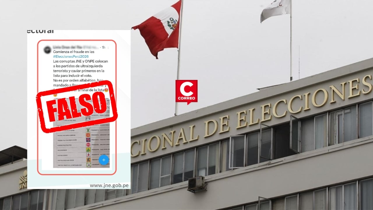 Elecciones 2026: JNE niega manipulación en orden de partidos en cédula de votación. Composición: Diario Correo.