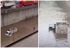 Vehículo vuelve a quedar atrapado en la Variante de Uchumayo (VIDEO)