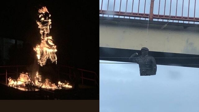 Estatua de Hugo Chávez es quemada en protestas contra Nicolás Maduro (VIDEO)