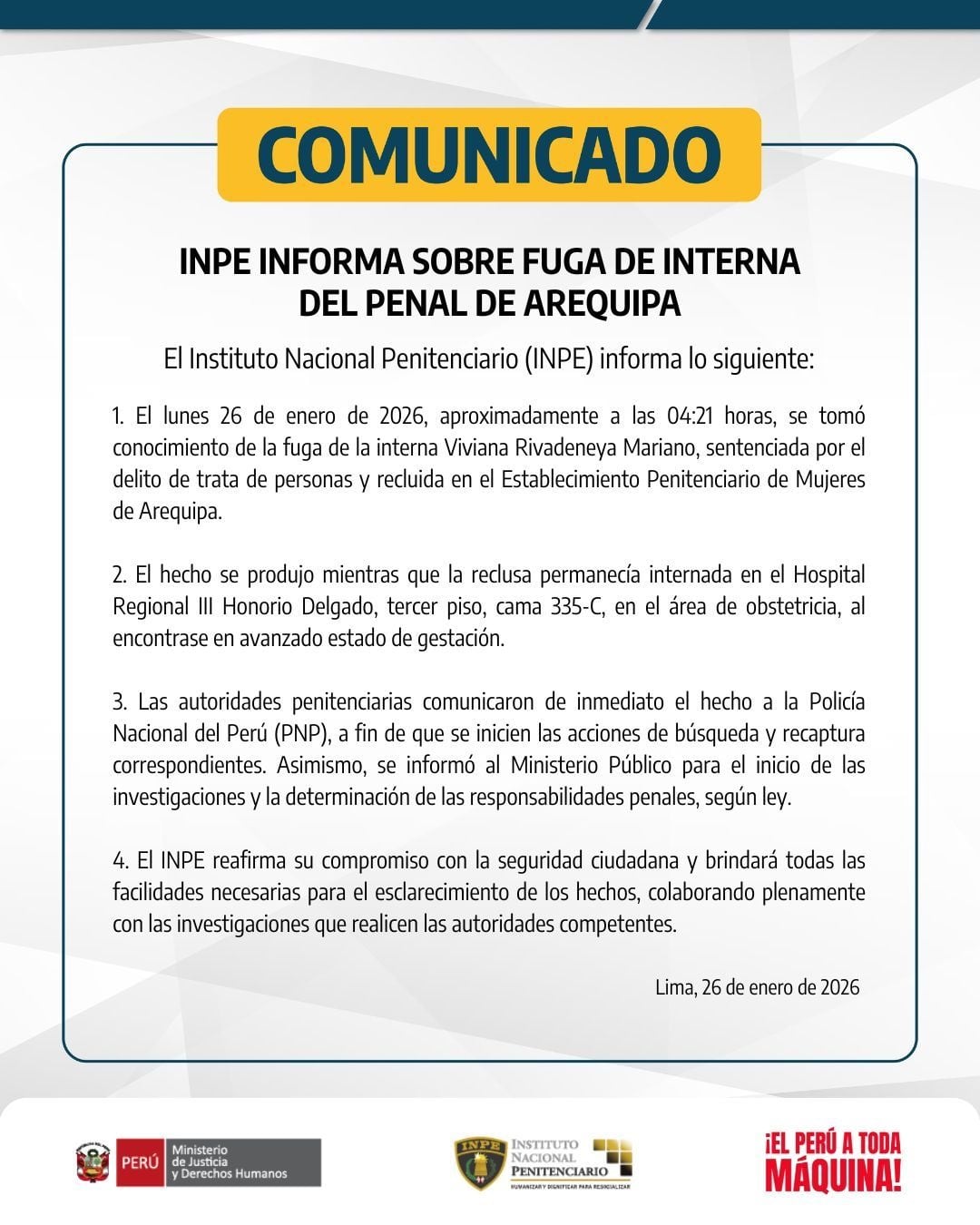 Comunicado del Inpe. Foto: Inpe.