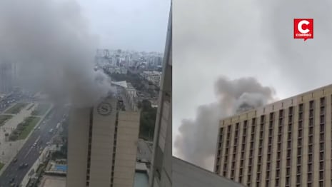 Cercado de Lima: incendio afecta la parte alta del hotel Sheraton y moviliza a varias unidades de bomberos