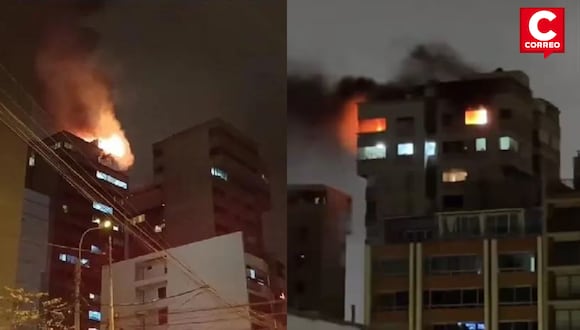 Reportan incendio en complejo residencial en la calle alcanfores en Miraflores.